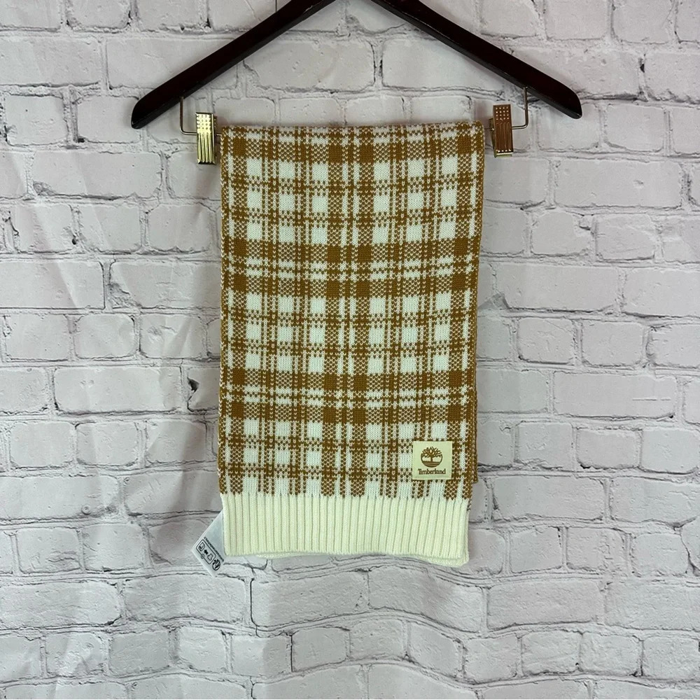 timberland burnt orange and cream plaid scarf one size university of texas